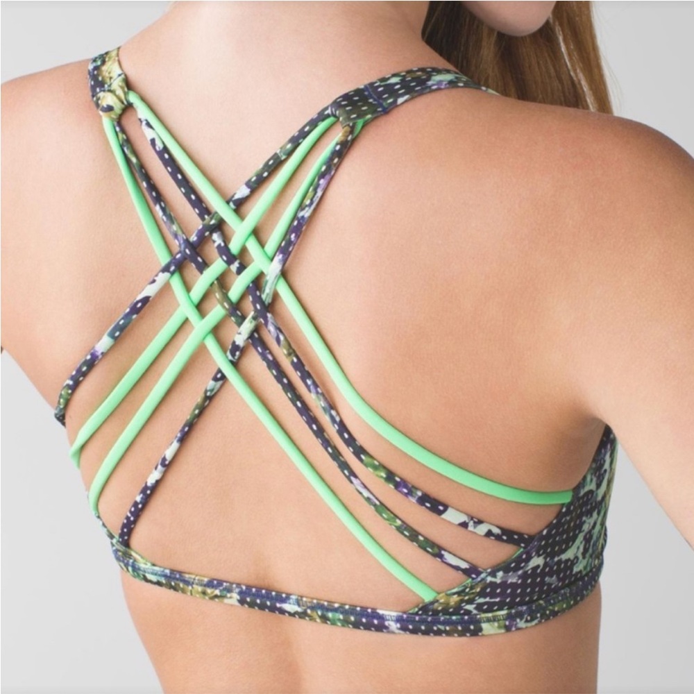 💚Lululemon Free to Be Bra - Wild - size 10 - flower multi gator green